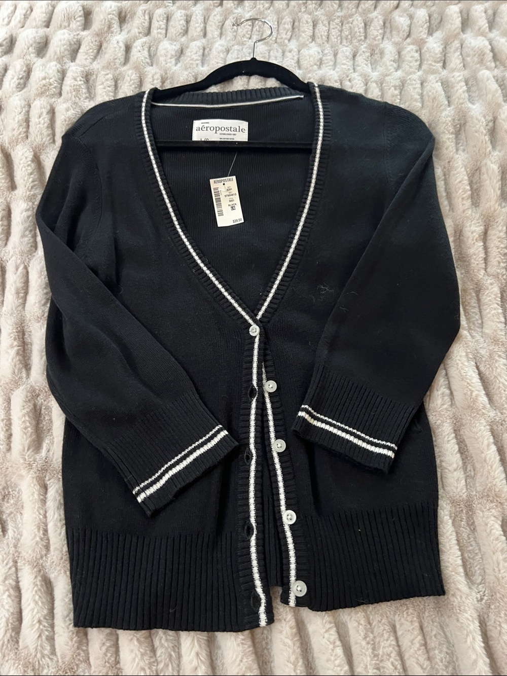 Aeropostale Black Cardigan with White Trim